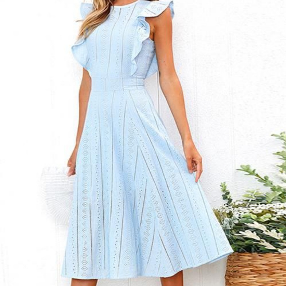 Vintage baby blue dress with ruffles
